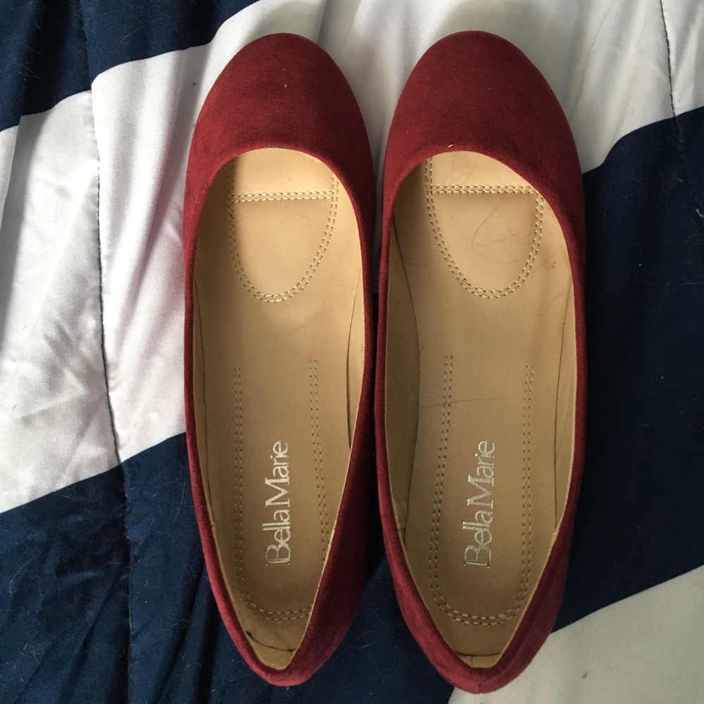 Wine suede flats