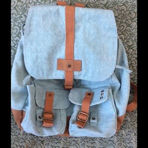 Blue canvas backpack. Super cute!