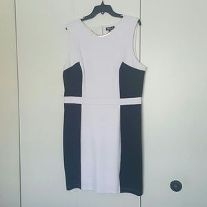 White and Black Colorblock Dress