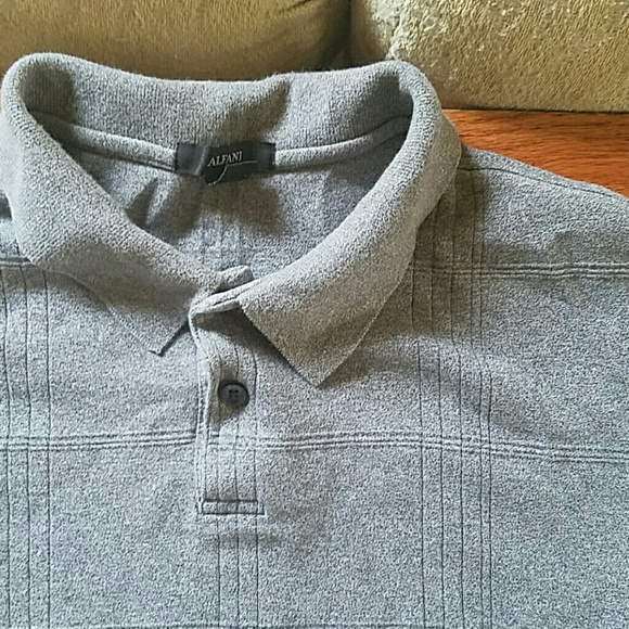 Square Patterned Smooth Grey Polo - Picture 2 of 2