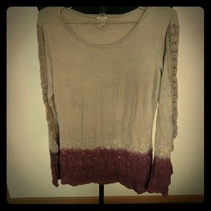 Long sleeve ombre/reverse dye top by Gimmicks