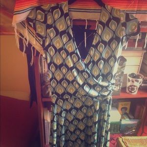 Size 8 Flowy Patterned Wrap Dress