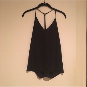 Black V-Neck T-Strap Tank Top