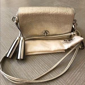 Coach mini flap cross body bag in champagne
