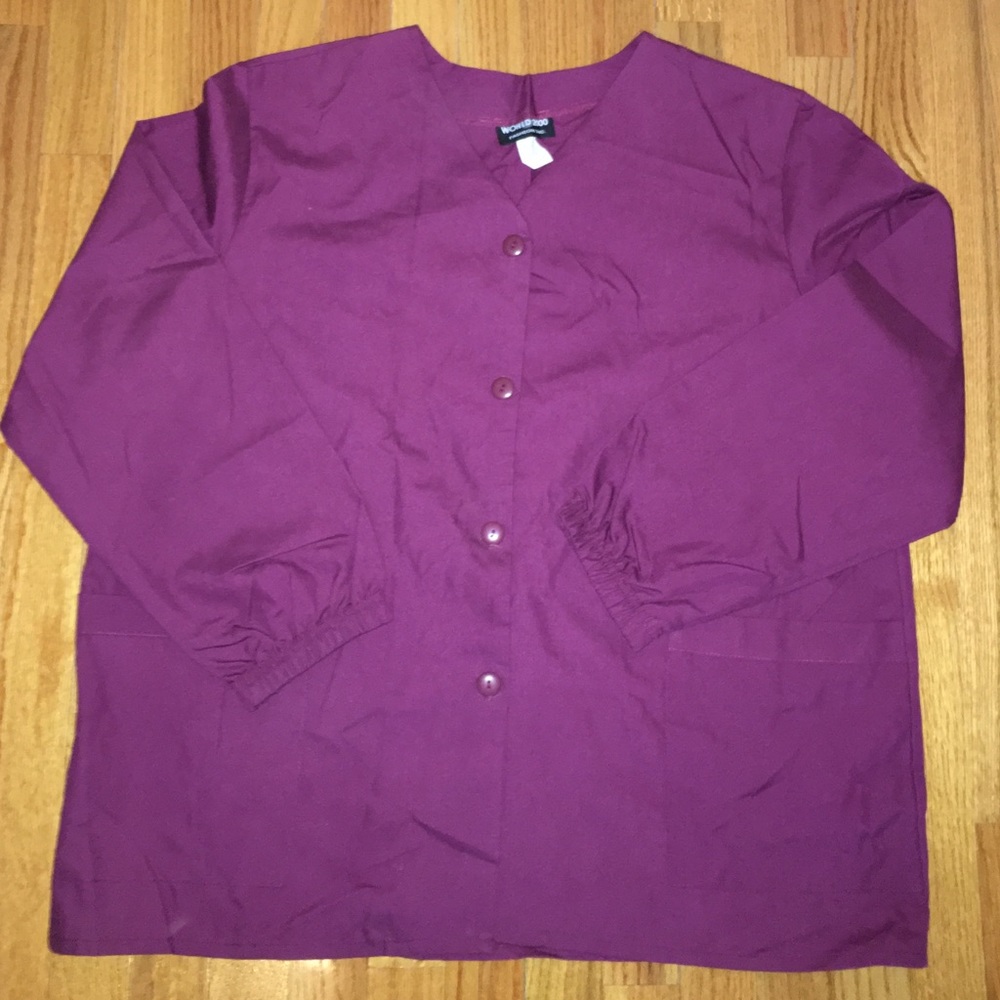 Burgundy Button Down Scrub Top