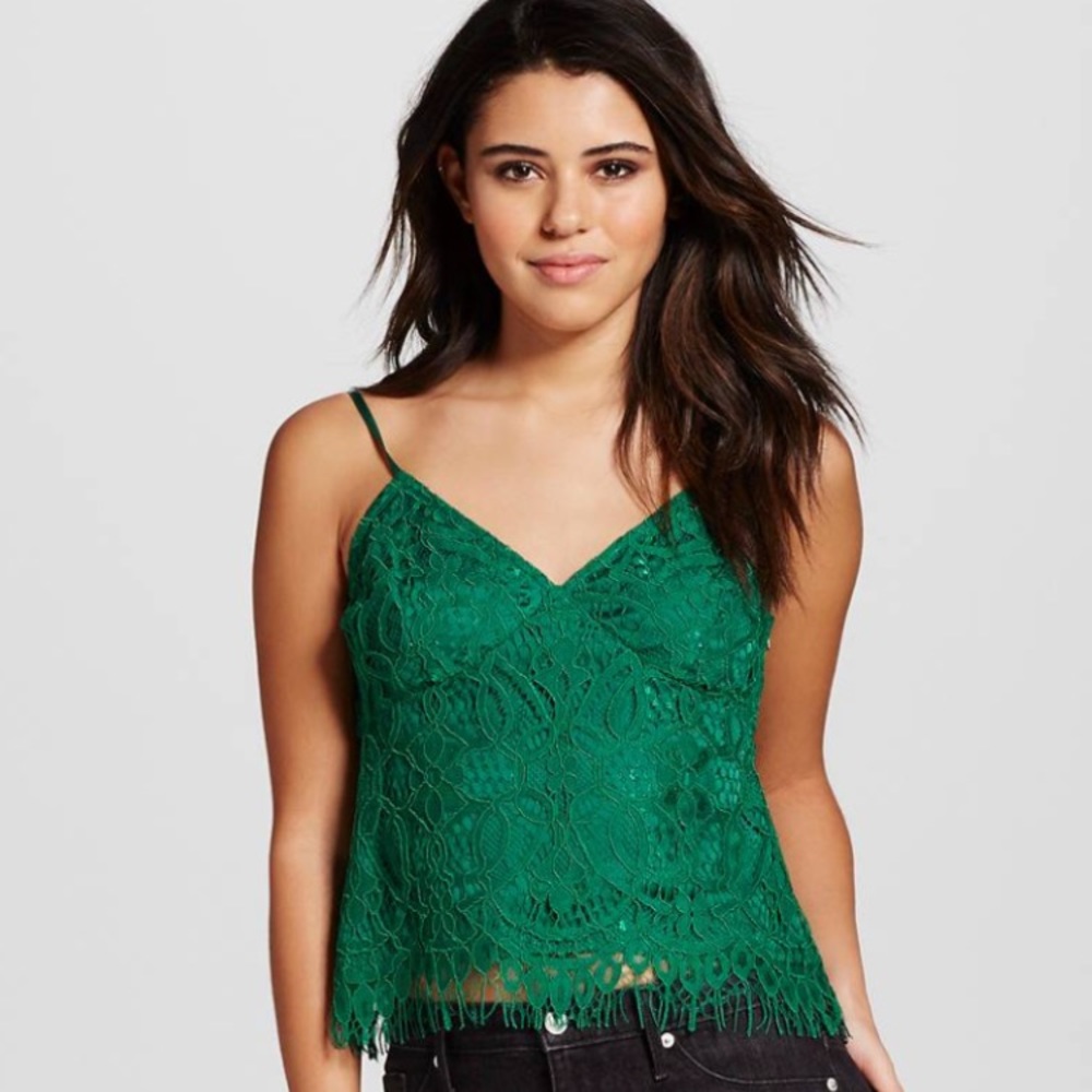 Lace green top