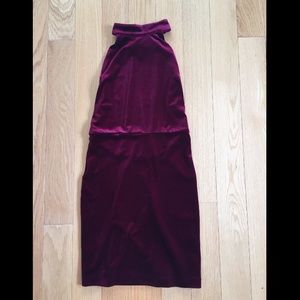 Velvet mock neck halter backless dress