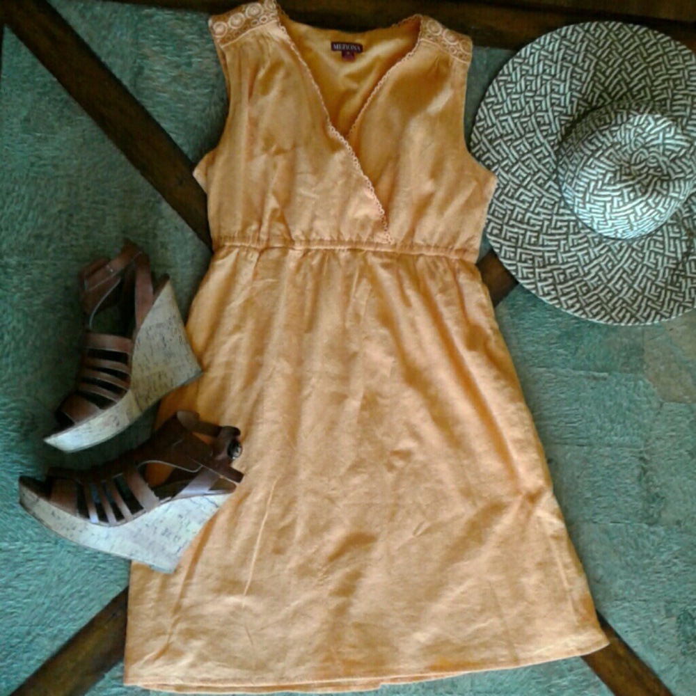 ORANGE FAUX WRAP SUN DRESS