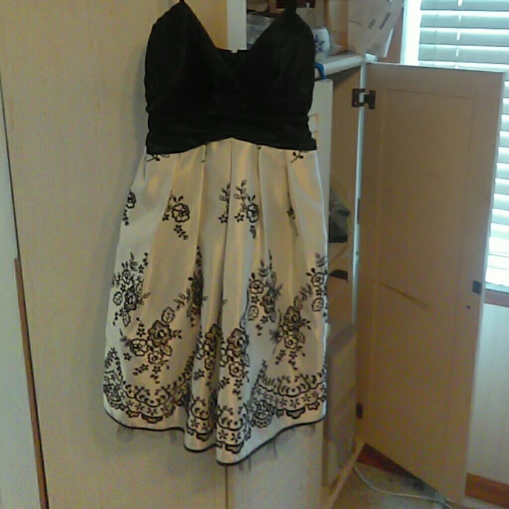 Black and ivory formal dress.
