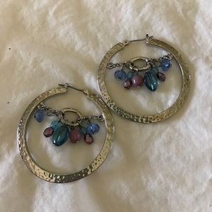 Silver and blue earrings