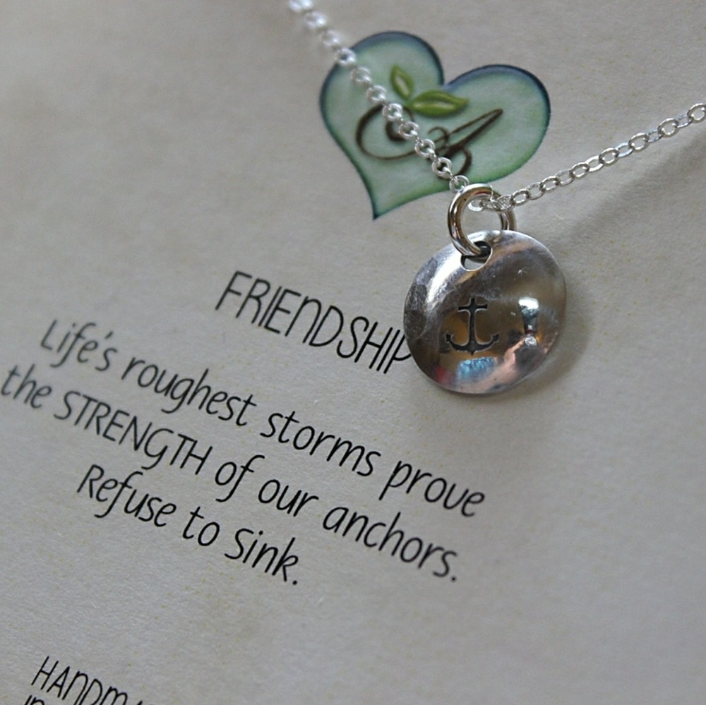 Anchor Friendship Necklace, Sterling Silver