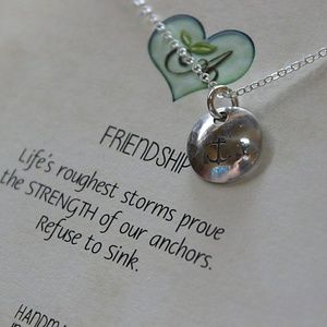 Anchor Friendship Necklace, Sterling Silver