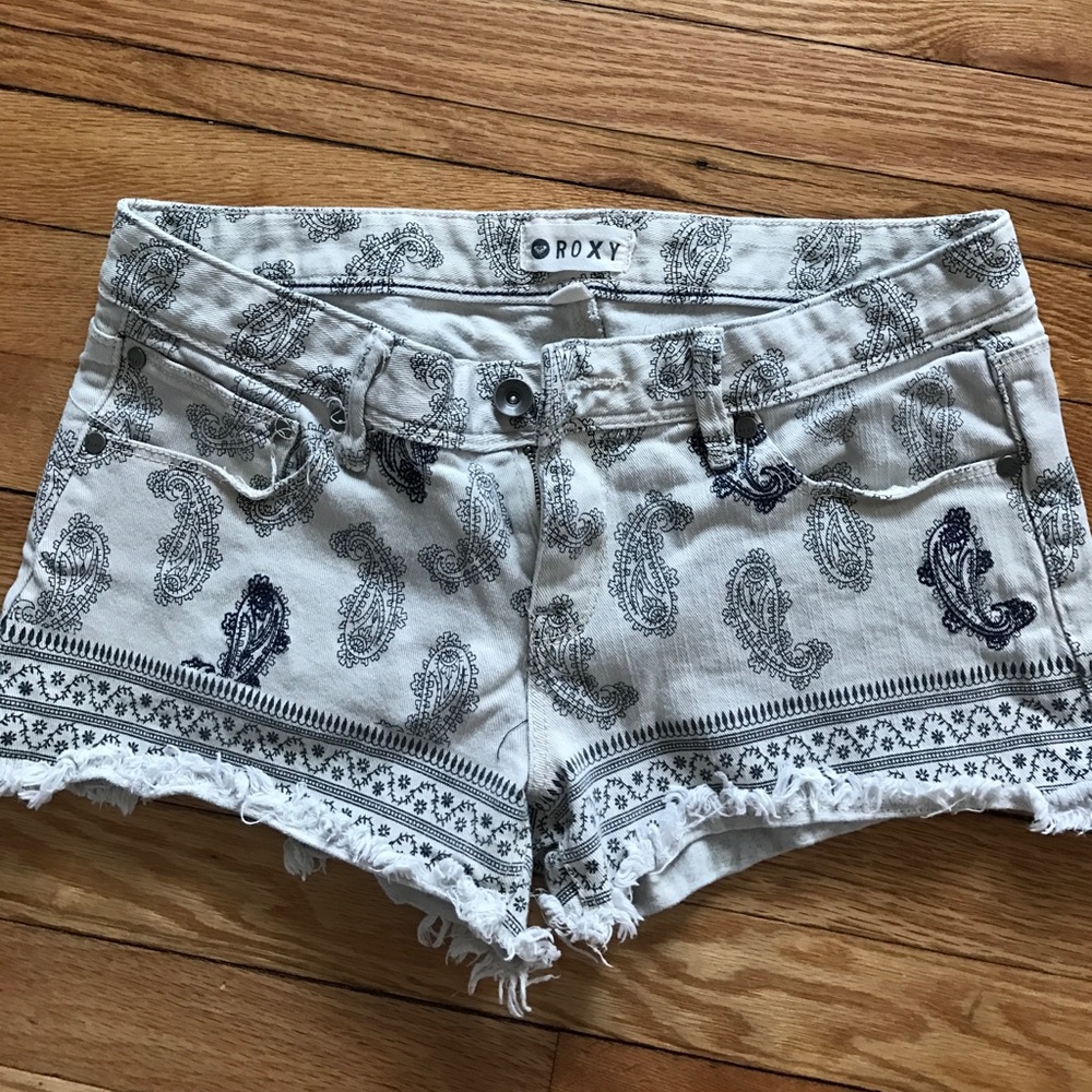 Roxy paisley denim shorts