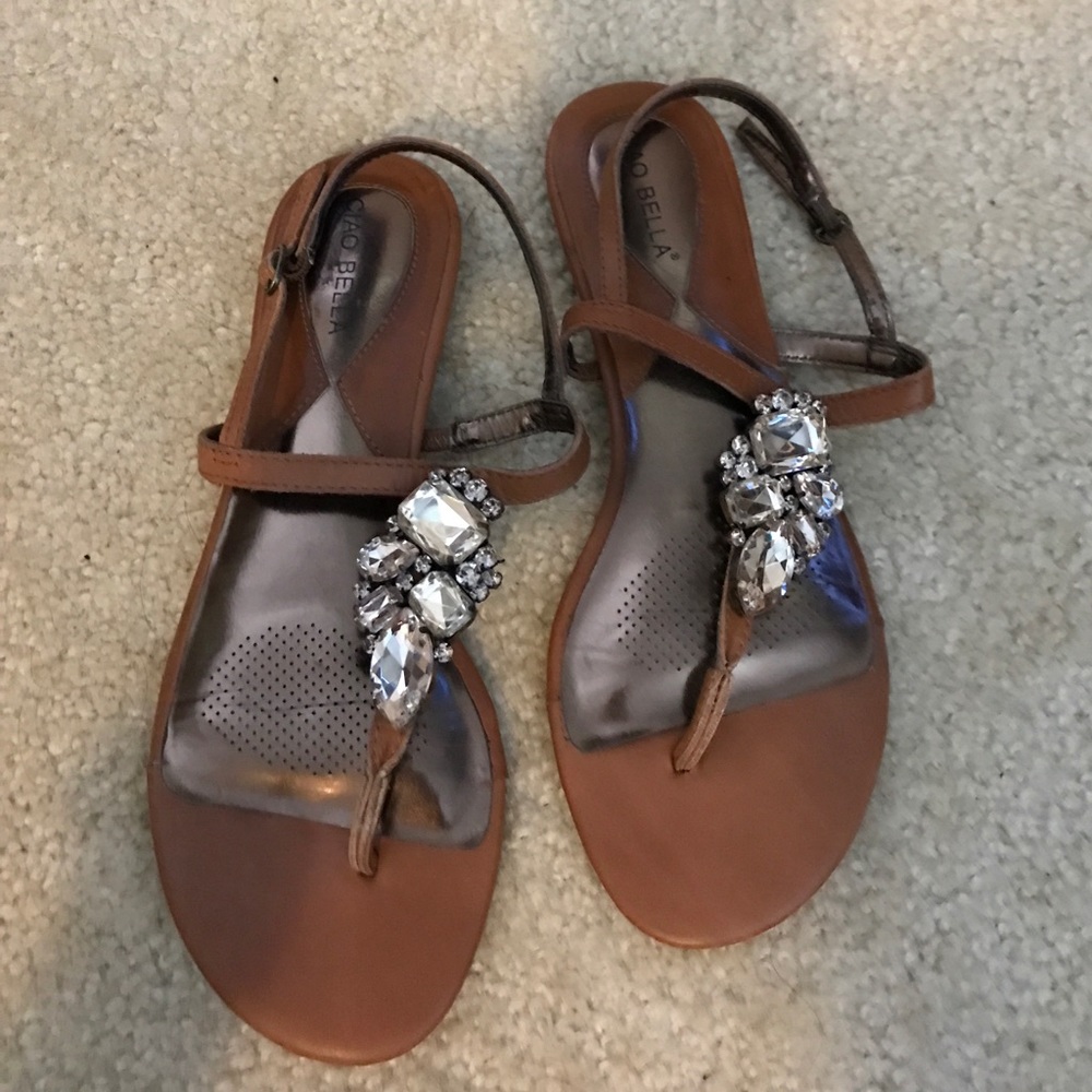 Jeweled brown sandals
