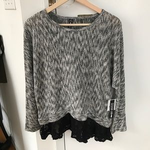 Black and White Lord and Taylor Long Sleeve Top