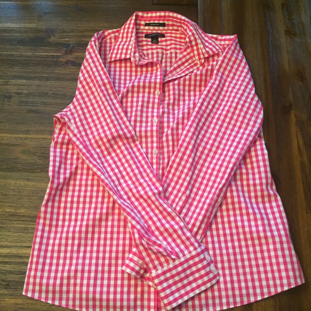 Pink and white Lands End button down