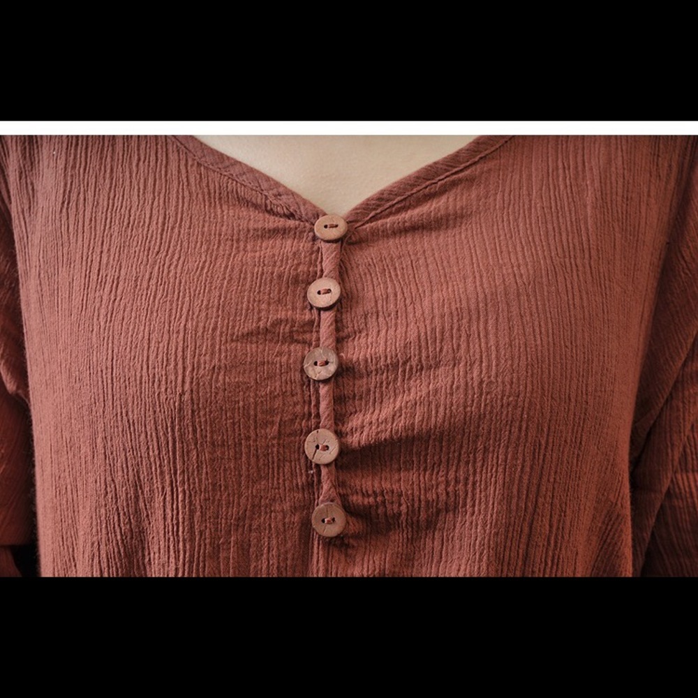 Yellow/greenish linen blend dress - Picture 3 of 4