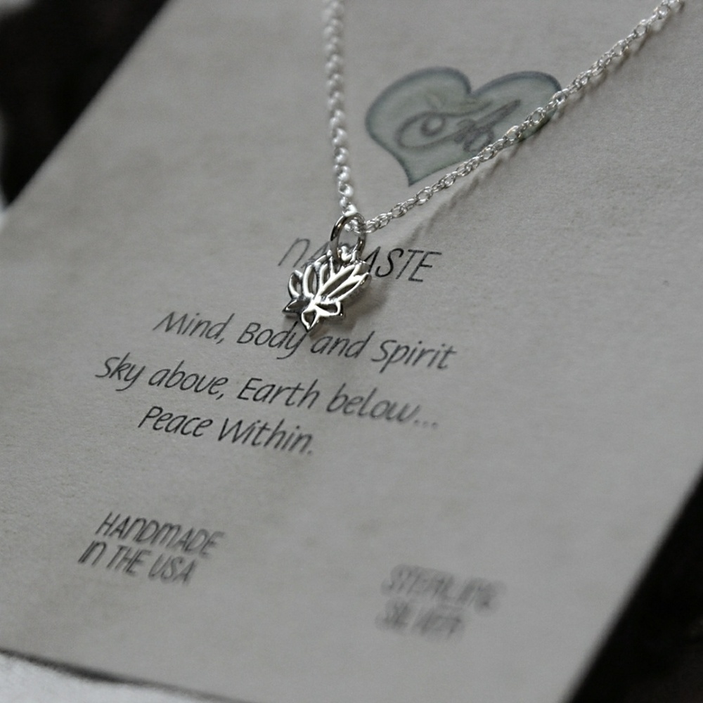 Namaste Lotus Necklace, Sterling Silver