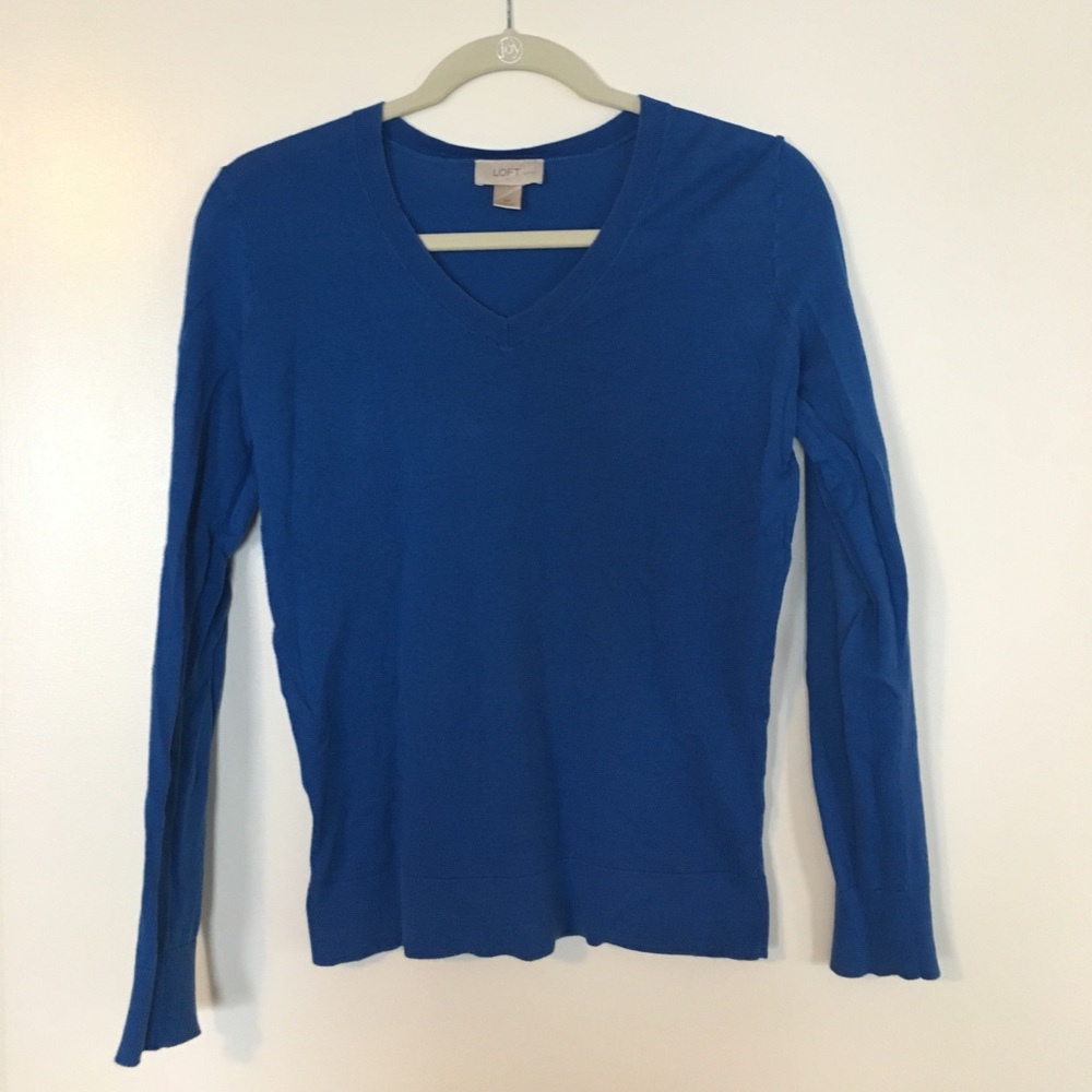 Blue v-neck sweater from The Loft