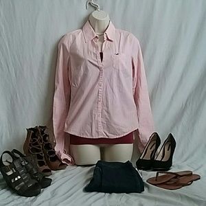 Pink hollister button down shirt