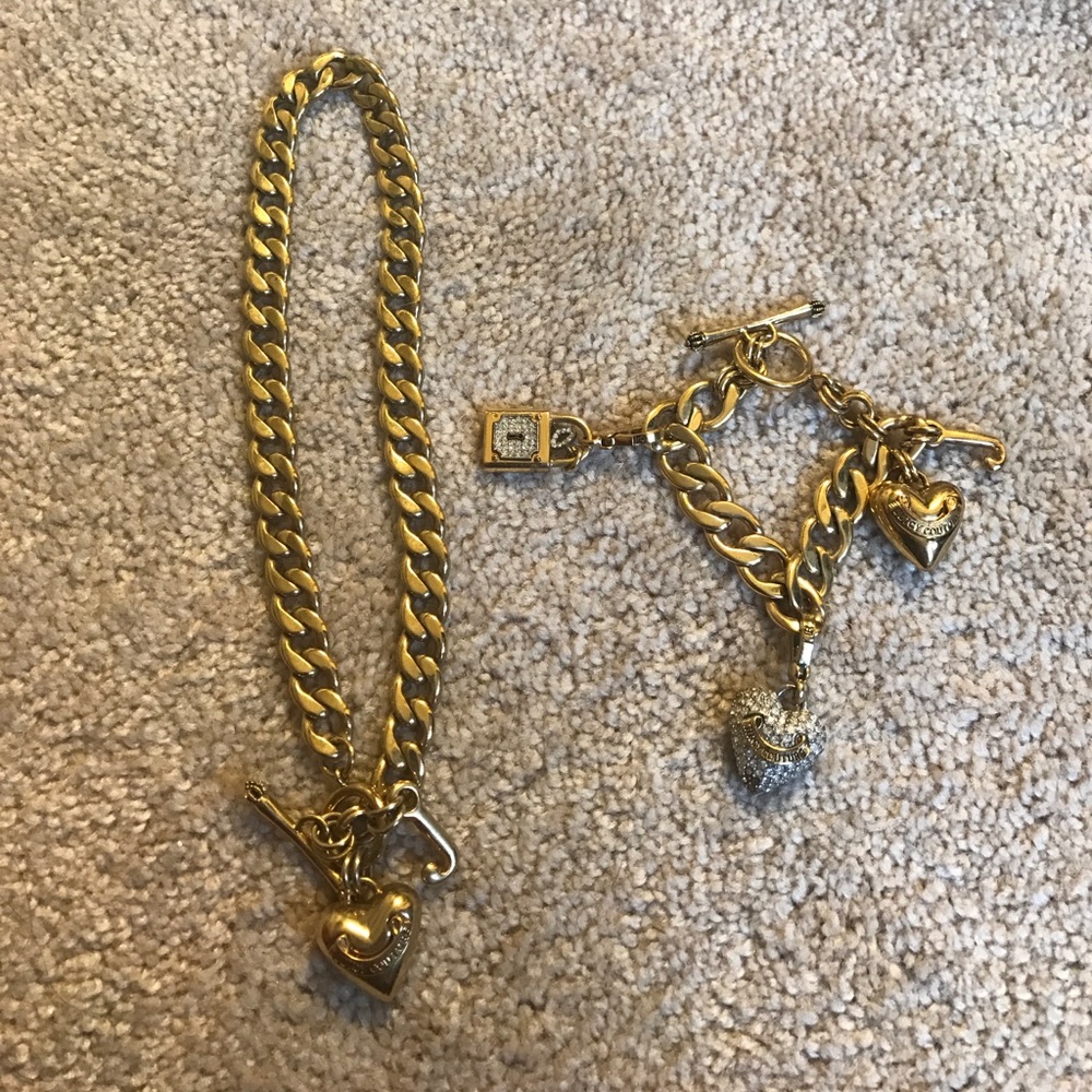 Juicy Couture Banner Heart Necklace & Bracelet