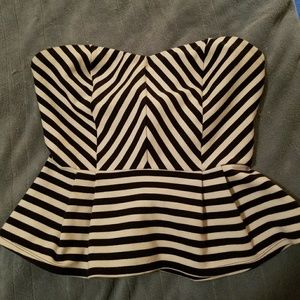 Black & white strip peplum top