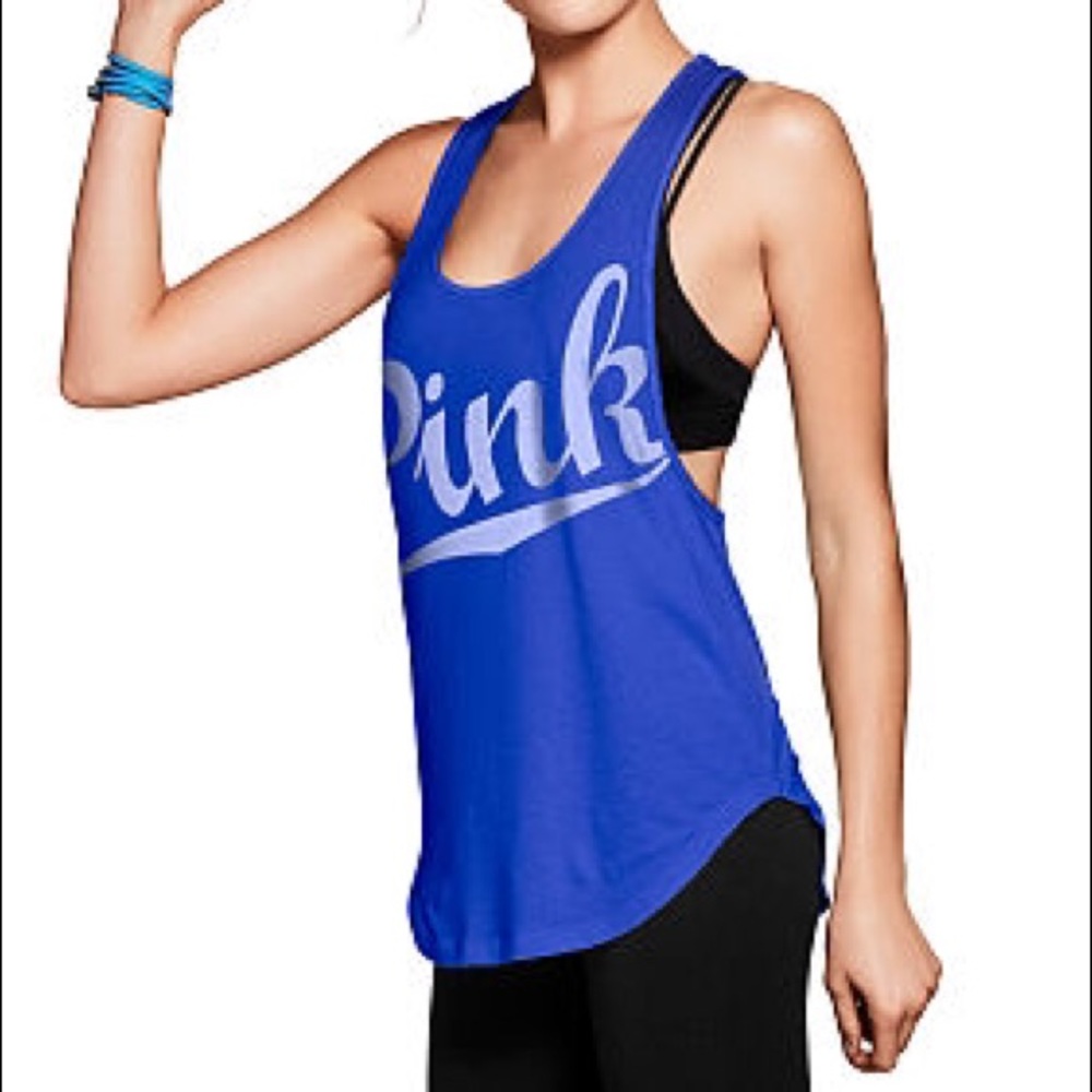 PINK T-back tank top in royal blue