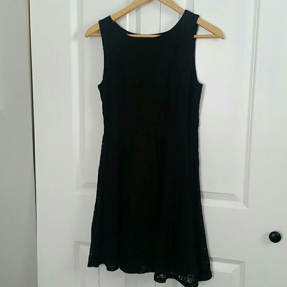 Little black dress lace tank dress