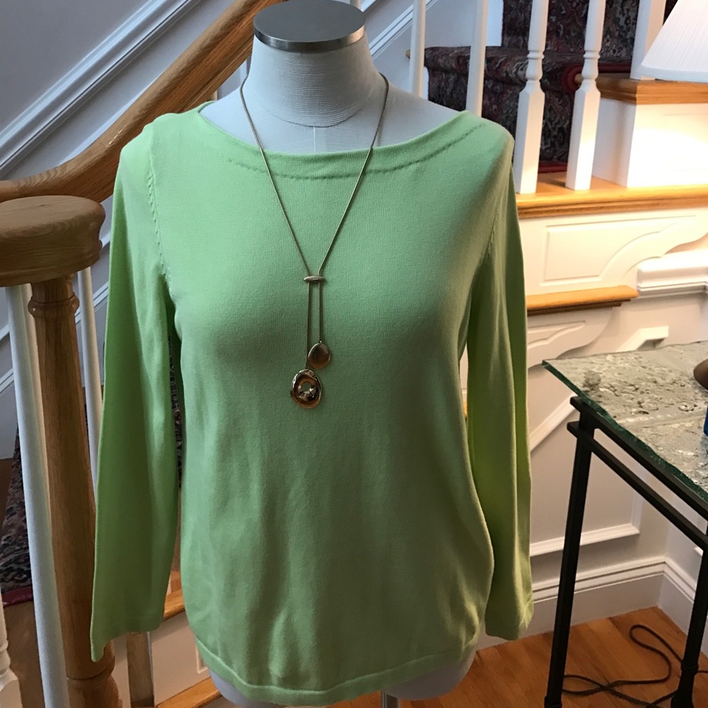 Charter Club Pima Cotton Chartreuse Top - Size L