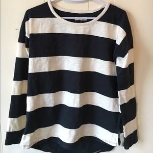 Madewell Cream and Navy Striped Long Sleeve Top