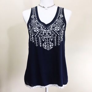 Blue Embroidered Top