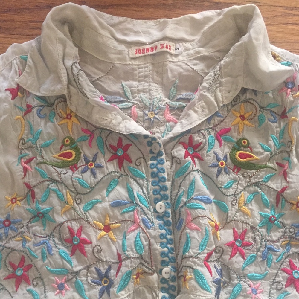 Silk Embroidered Button Down Tunic