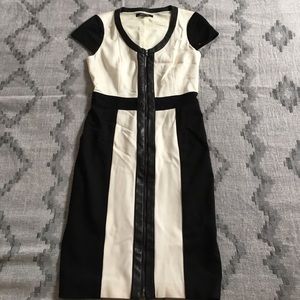 Bodycon colorblock dress with leather & zipper (4)
