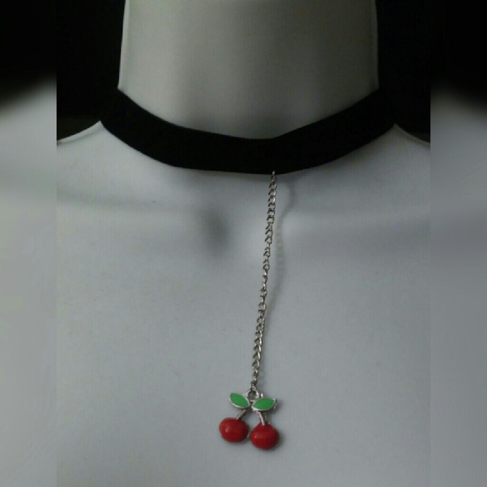 Cherry pendant choker necklace