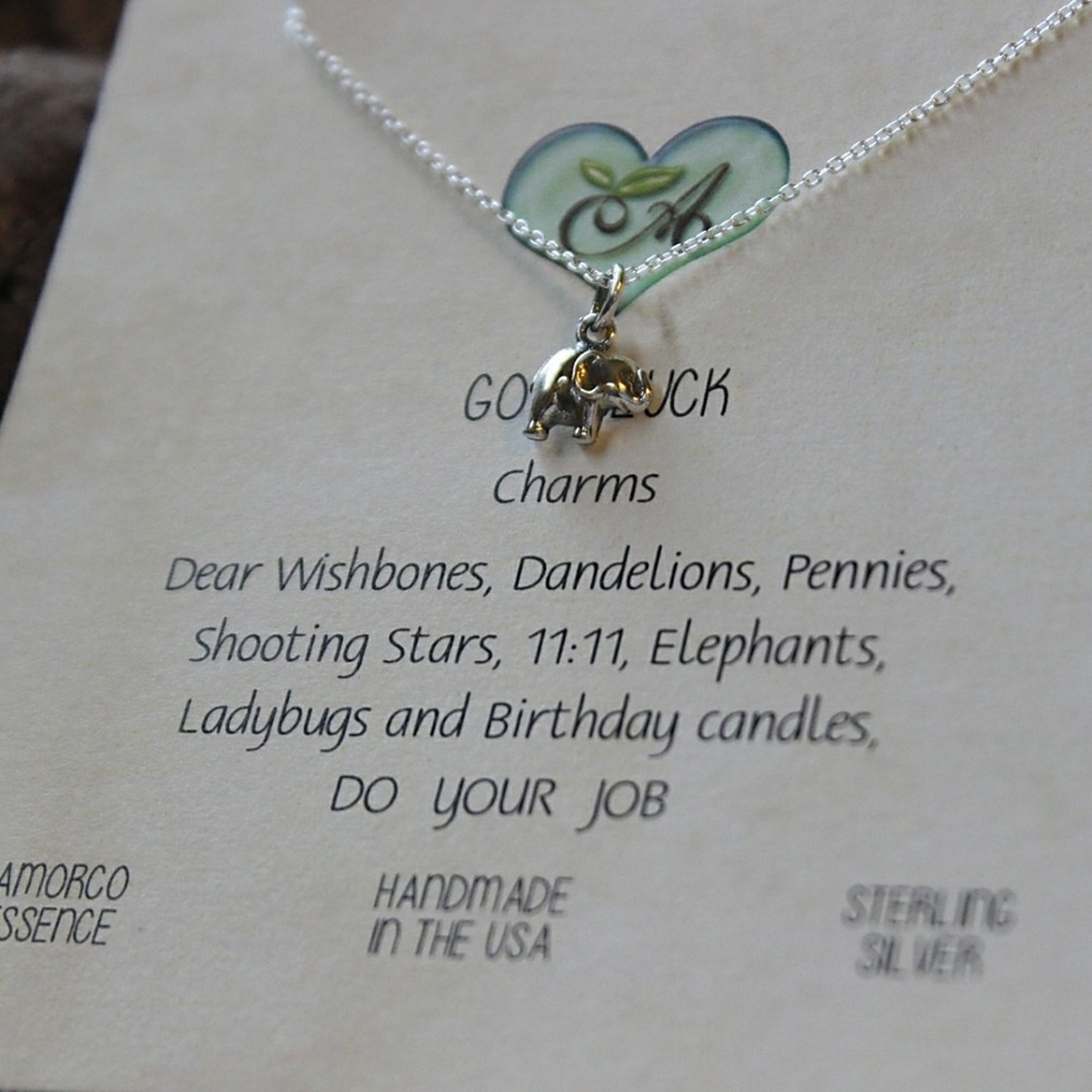 Elephant Charm Necklace, Sterling Silver