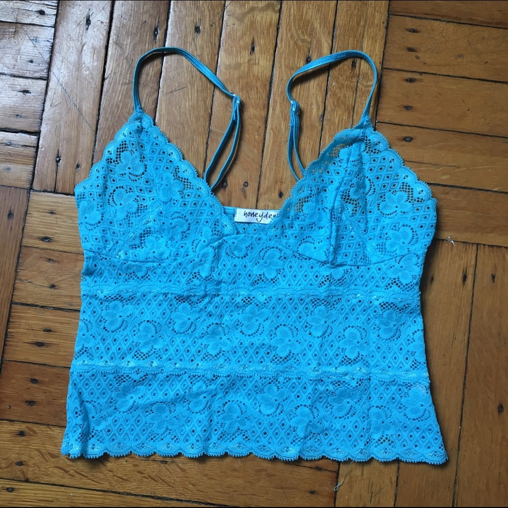 Bright light blue stretch lace camisole