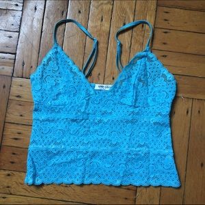 Bright light blue stretch lace camisole