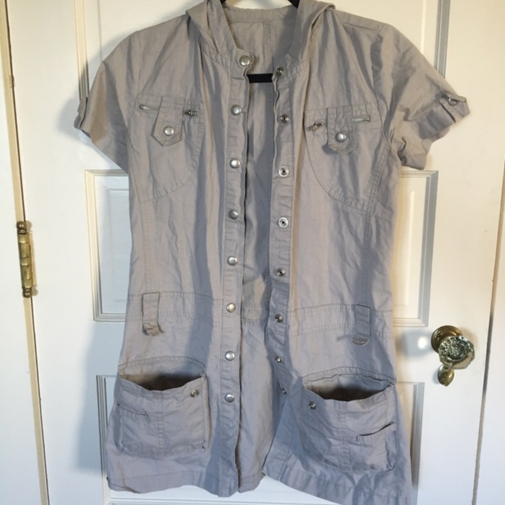 Military-inspired jacket with hood