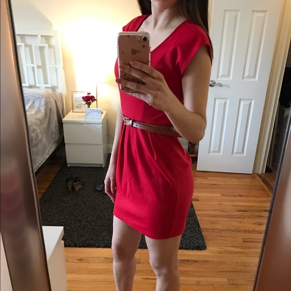 Forever 21 Belted Red Dress - Picture 2 of 5