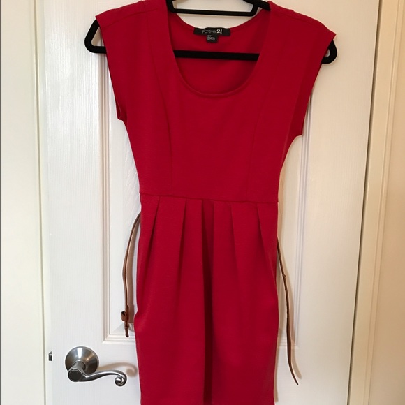 Forever 21 Belted Red Dress - Picture 3 of 5