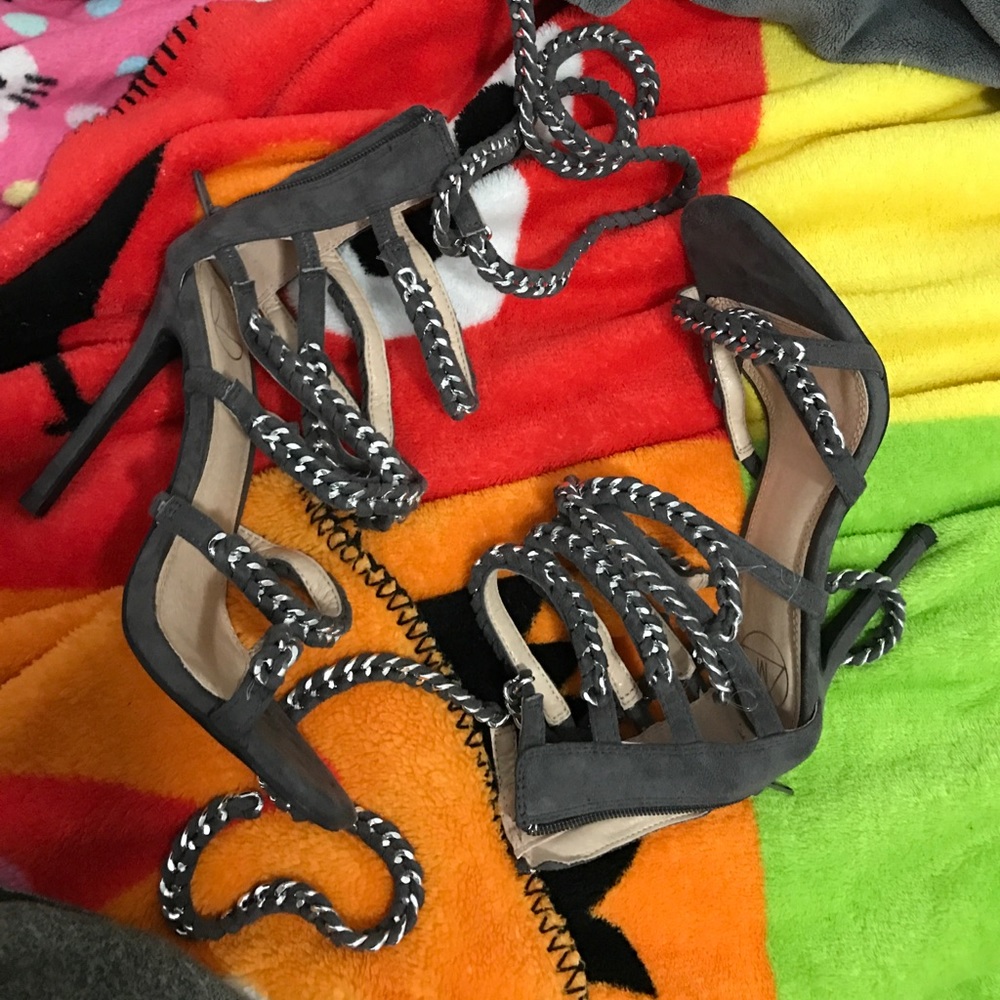 Lace up chain heels