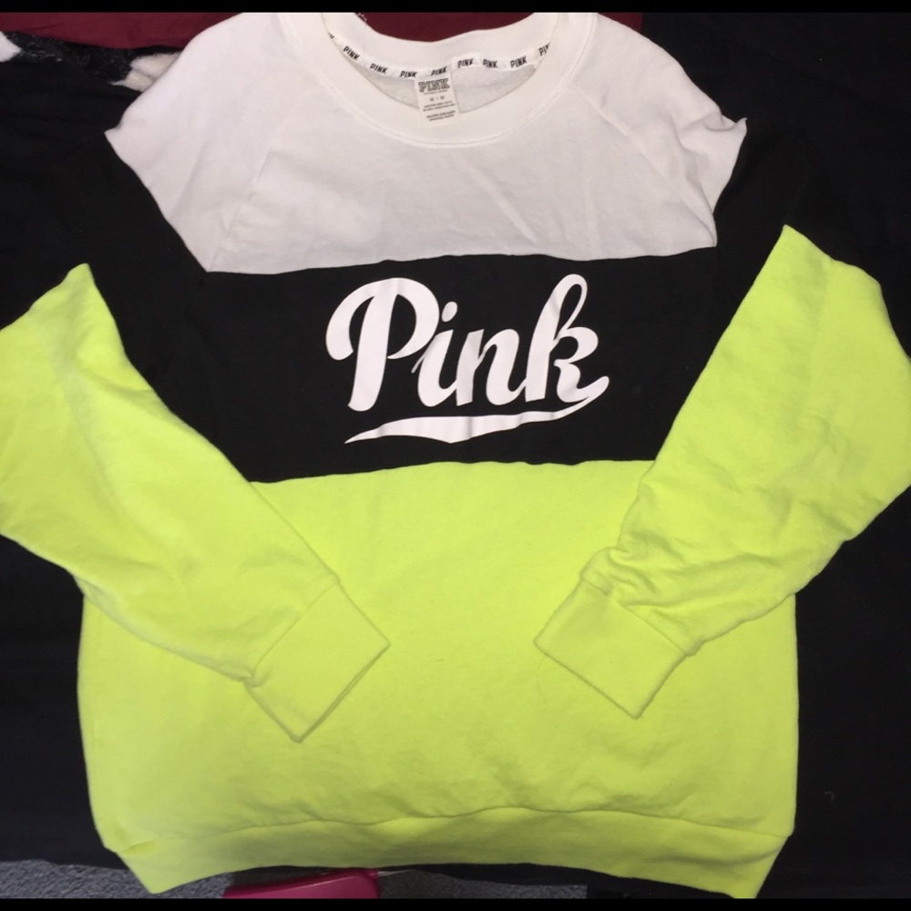 PINK color block crew