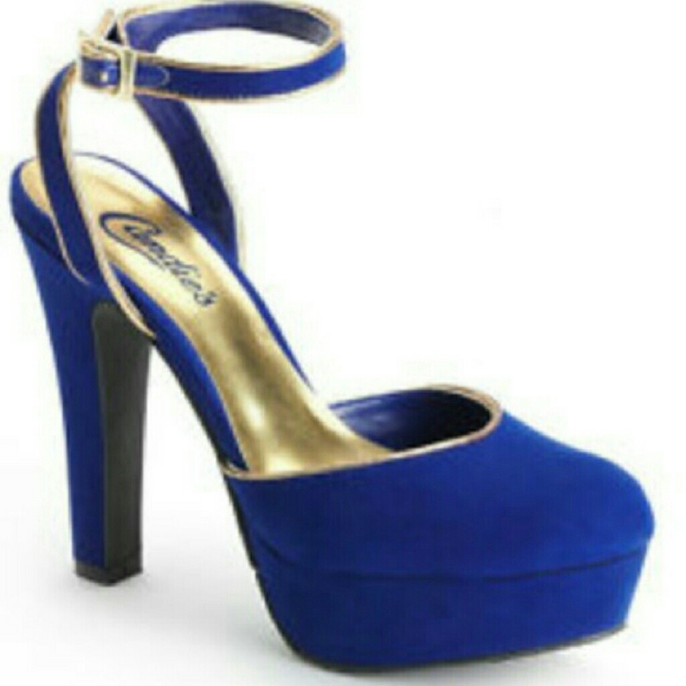 Candies royal blue and gld heels