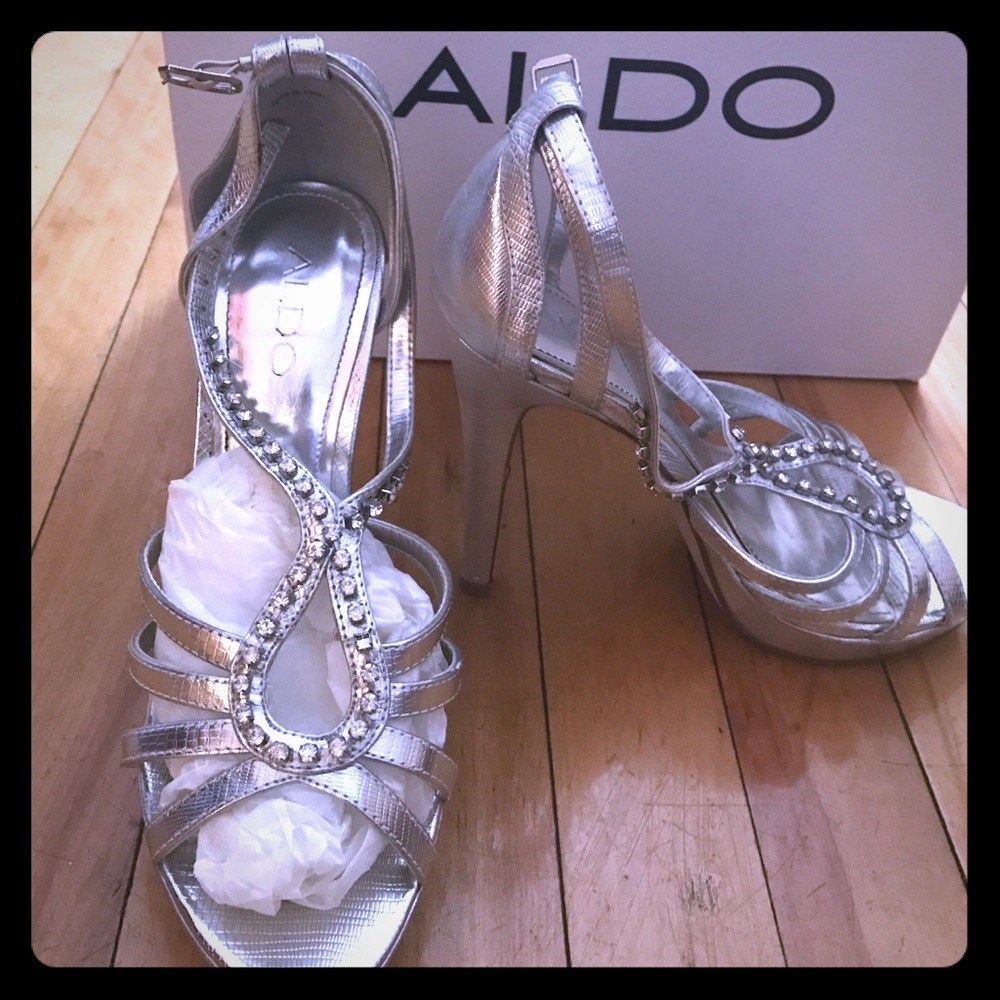 Silver Aldo high heels. Wedding