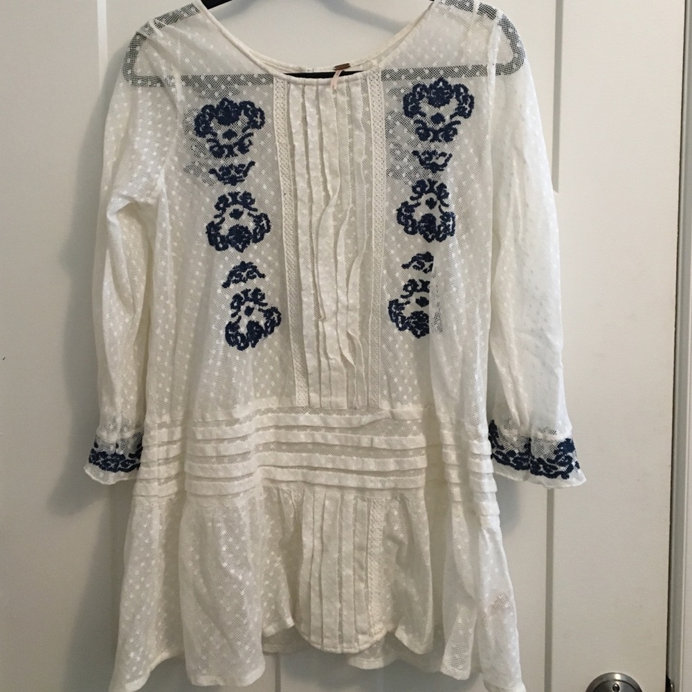 Free People embroidered white tunic