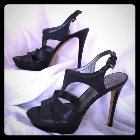 Coach open toe heels with 1 1/2" platform. - Picture 2 of 8
