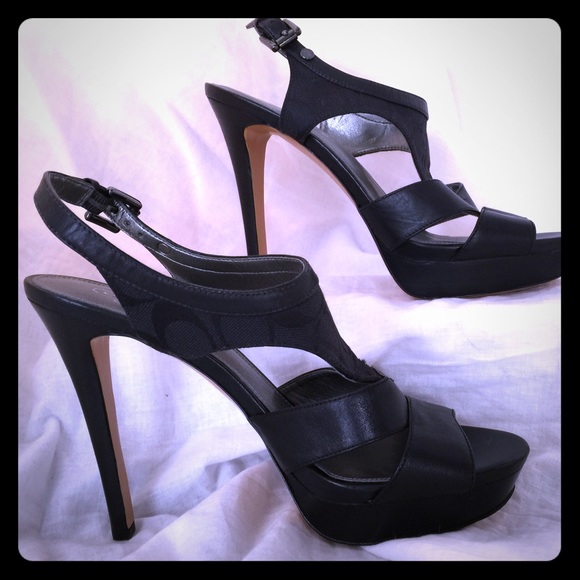 Coach open toe heels with 1 1/2" platform. - Picture 3 of 8