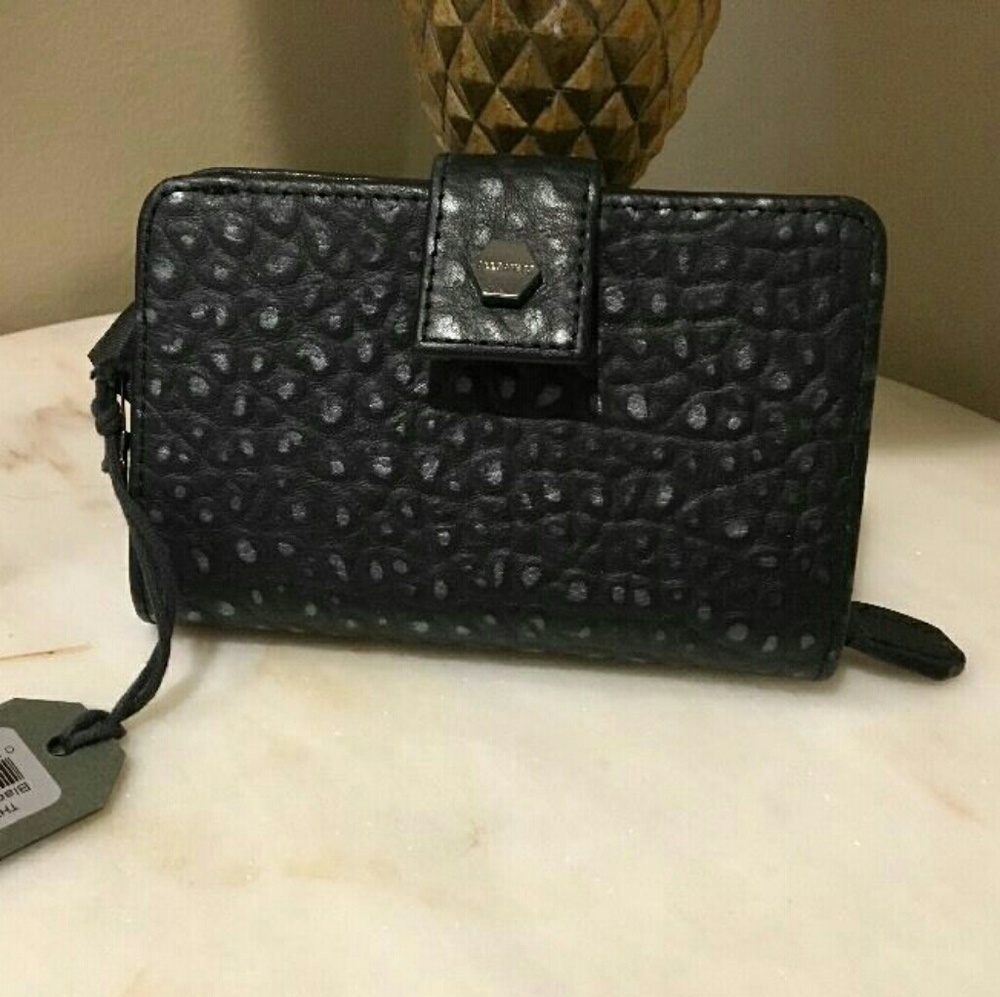 NWOT AllSaints Ridley Wallet in Metallic Black