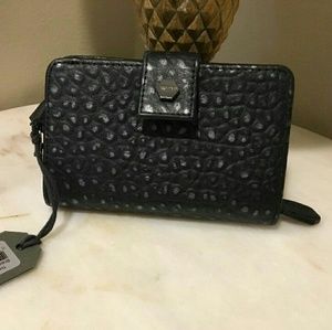 NWOT AllSaints Ridley Wallet in Metallic Black