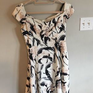 Zara basic cream printed dress